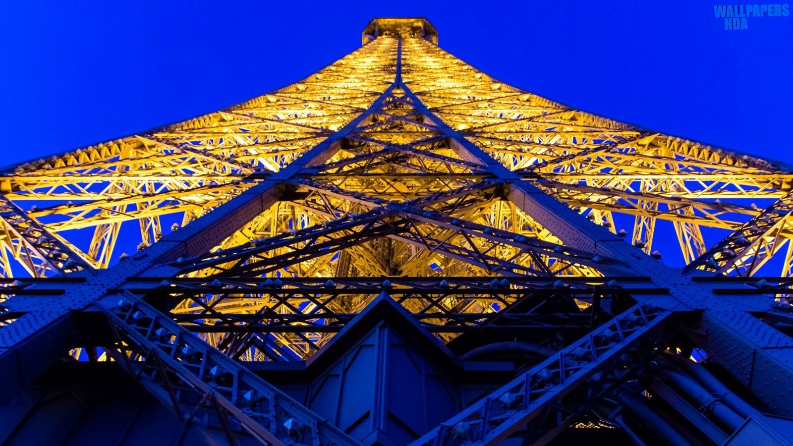 Eiffel tower blue and yellow wallpaper 1600x900