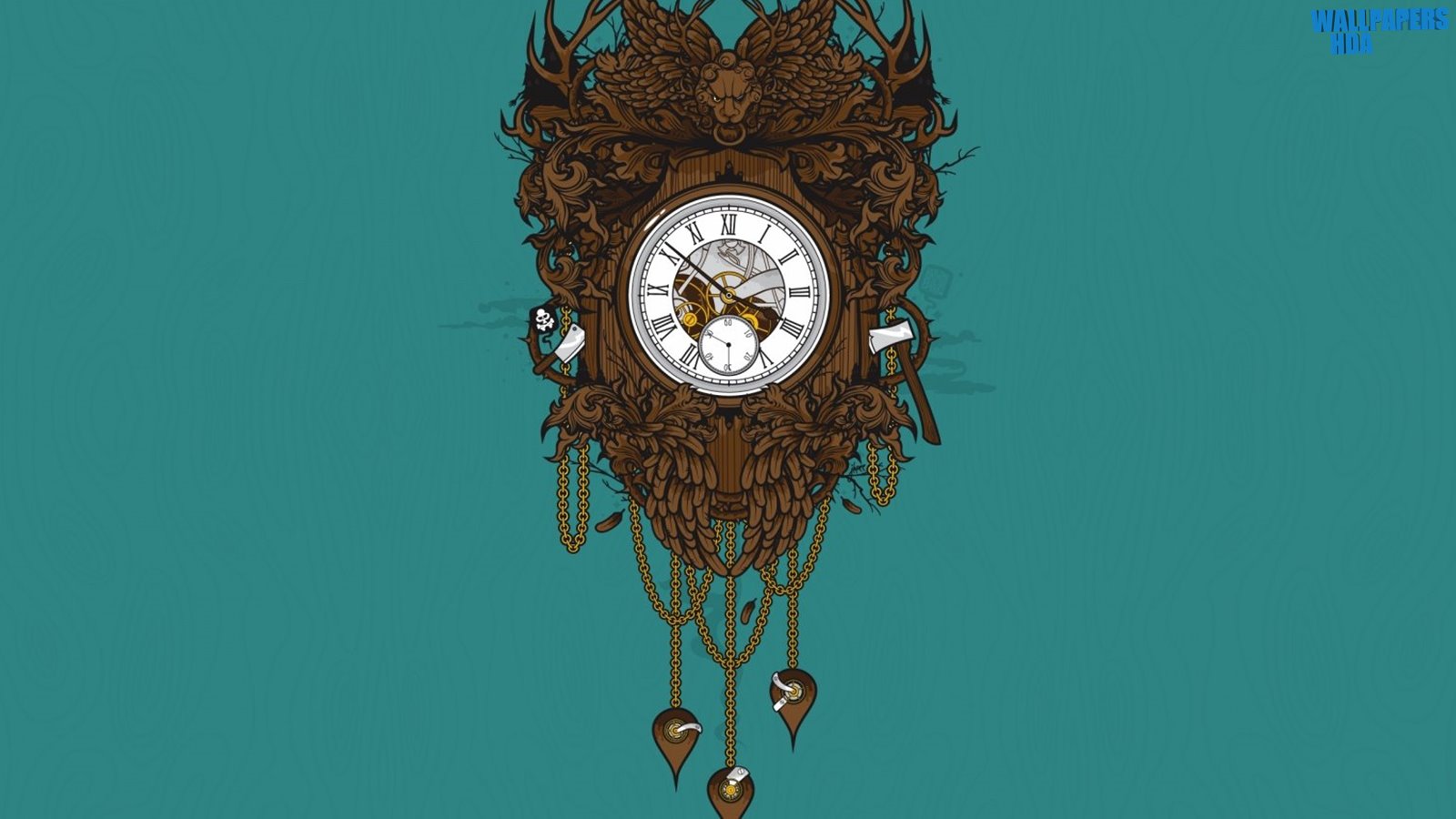 Victorian clock vector art wallpaper 1600x900