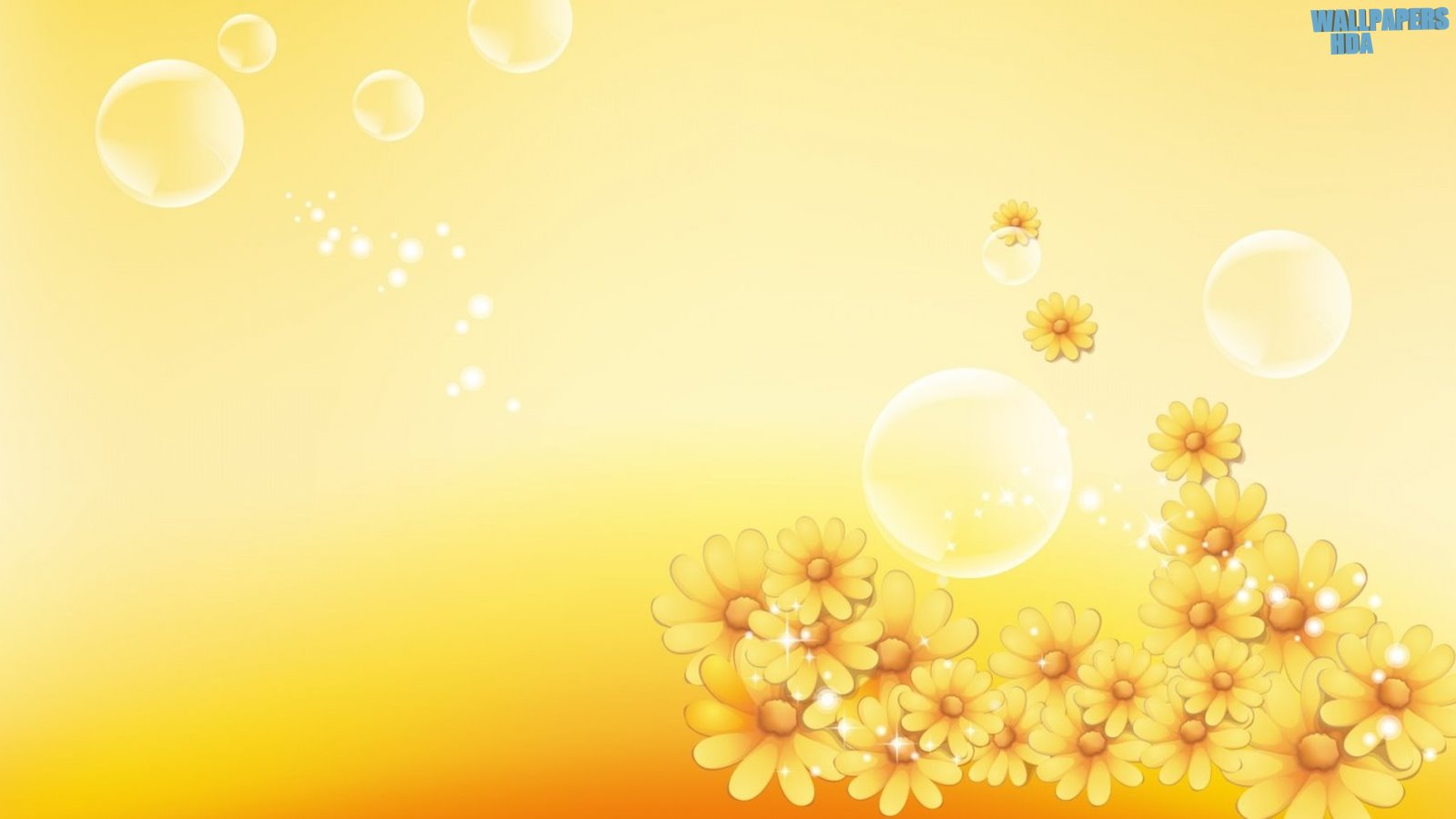 Yellow flowers and bubbles wallpaper 1600x900