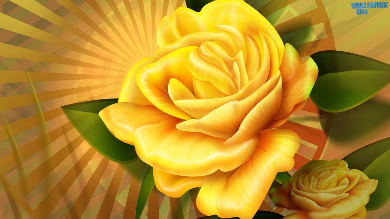 Yellow roses illustration wallpaper 1600x900