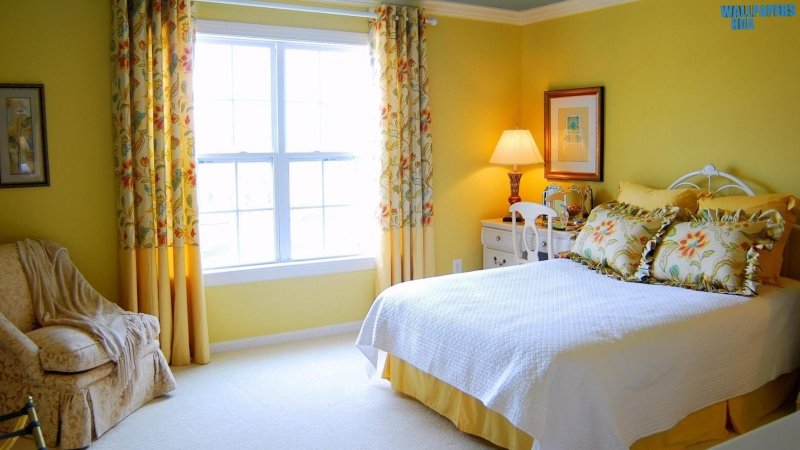 Yellow bedroom design wallpaper 1600x900 Article